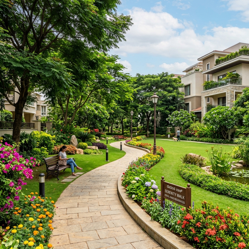 Landscaped park and green area inside the layout